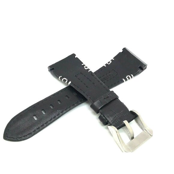 Seiko Men's Watch Replacement Band Black Leather Strap 26mm Lug 8'' - Picture 2 of 8